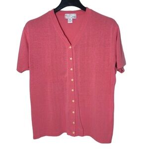 Milano Vintage Textured Silk Shirt Womens Size 14 Short Sleeve